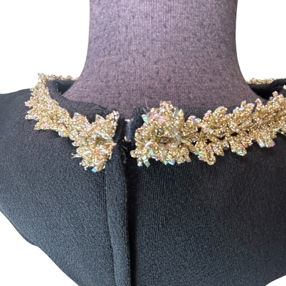 Vintage Sleeveless Maxi Dress Fortrel Polyester, Gold Tinsel Accent, 60s 70s XL` - Picture 10 of 15